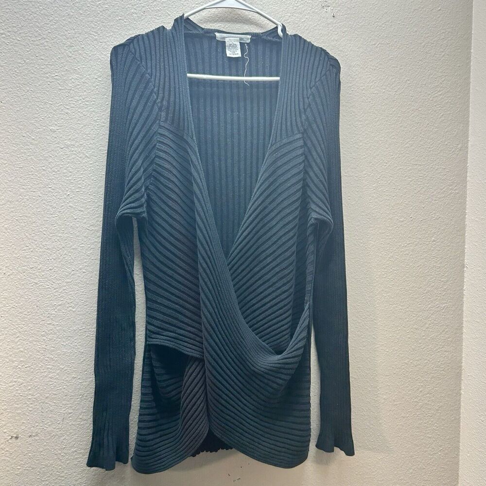 Lucidity VTG Black Y2K Ribbed Knit Wrap Whimsigoth Goth Sweater XL‎ Silk Blend